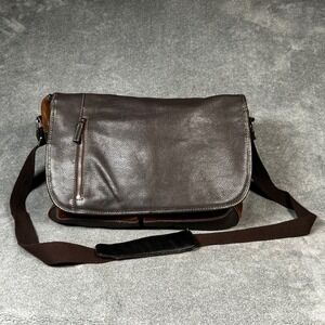 Pelle Studio Messenger Bag Brown Leather Suede Crossbody Laptop Satchel Mens